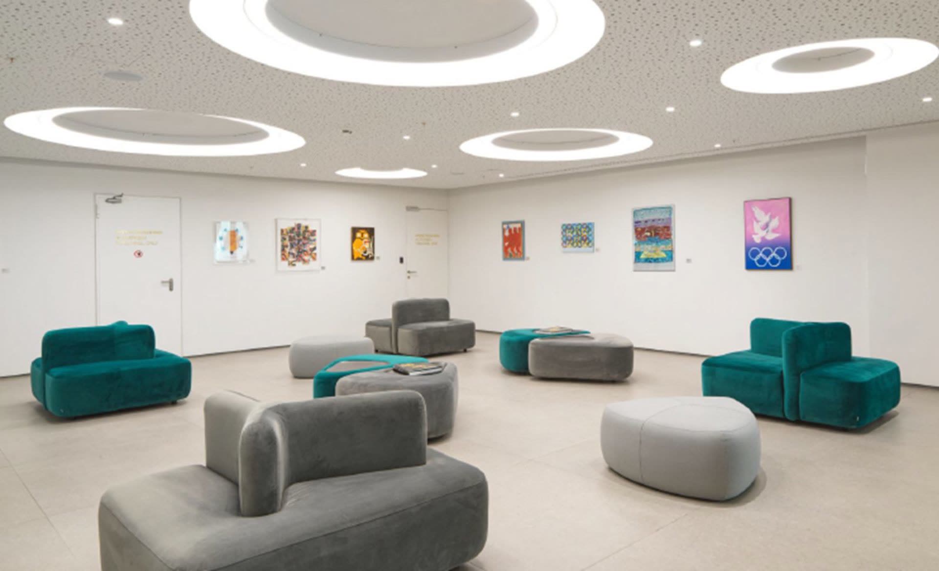 The mezzanine Lounge at the Athens Olympic Museum